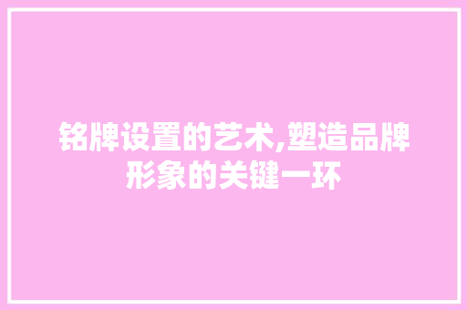 铭牌设置的艺术,塑造品牌形象的关键一环 电脑基础 铭牌设置的艺术,塑造品牌形象的关键一环 电脑基础