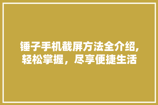 锤子手机截屏方法全介绍,轻松掌握，尽享便捷生活