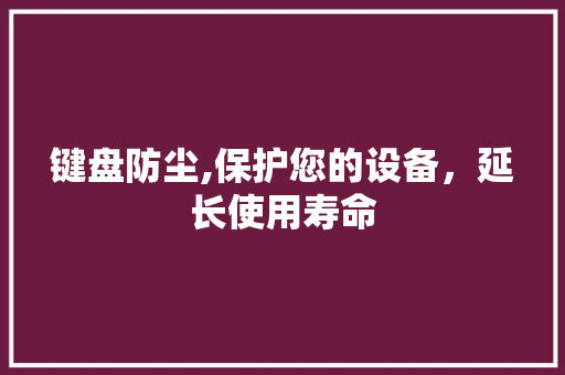 键盘防尘,保护您的设备,延长使用寿命 网络技术 键盘防尘,保护您的设备,延长使用寿命 网络技术