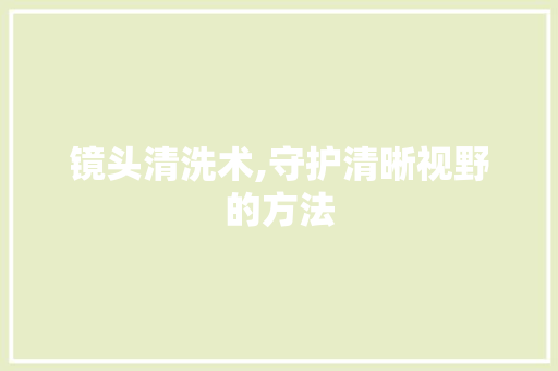 镜头清洗术,守护清晰视野的方法