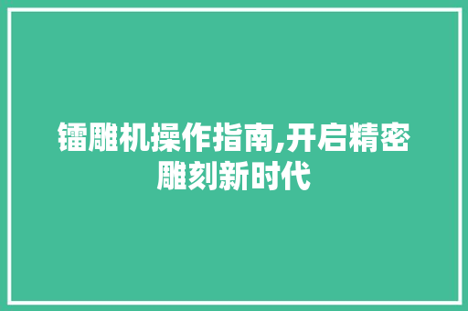 镭雕机操作指南,开启精密雕刻新时代