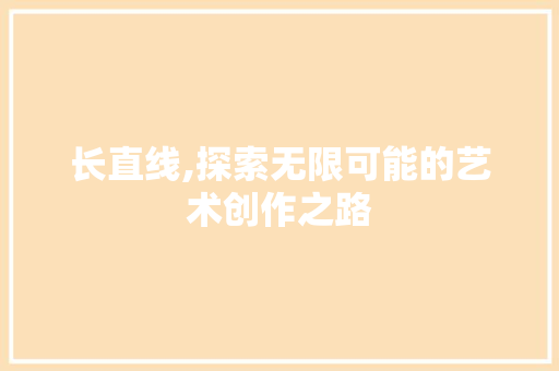 长直线,探索无限可能的艺术创作之路 电脑配置