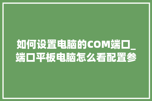 如何设置电脑的COM端口_端口平板电脑怎么看配置参数 网络技术 如何设置电脑的COM端口_端口平板电脑怎么看配置参数 网络技术