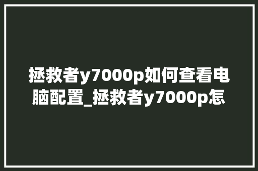 拯救者y7000p如何查看电脑配置_拯救者y7000p怎么看电脑配置 编程语言
