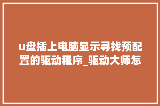 u盘插上电脑显示寻找预配置的驱动程序_驱动大师怎么看电脑配置参数