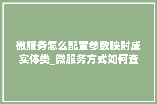 微服务怎么配置参数映射成实体类_微服务方式如何查看日志