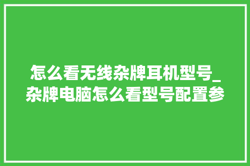 怎么看无线杂牌耳机型号_杂牌电脑怎么看型号配置参数 编程语言