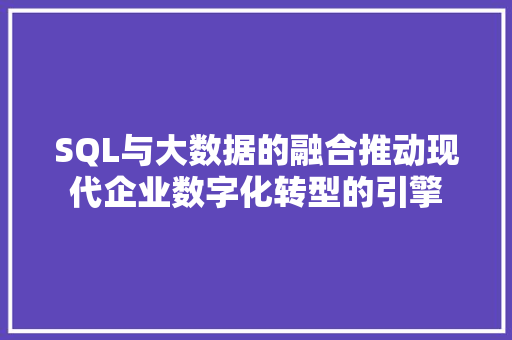 SQL与大数据的融合推动现代企业数字化转型的引擎