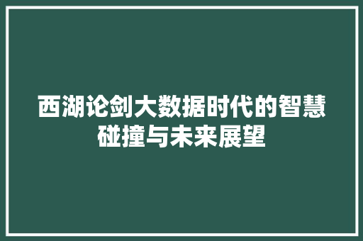 西湖论剑大数据时代的智慧碰撞与未来展望 操作系统