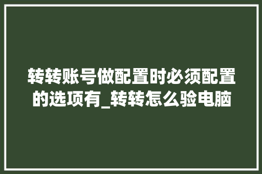 转转账号做配置时必须配置的选项有_转转怎么验电脑