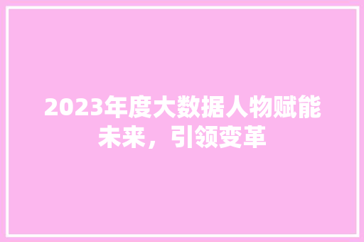 2023年度大数据人物赋能未来，引领变革