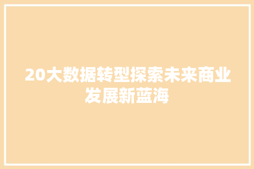 20大数据转型探索未来商业发展新蓝海