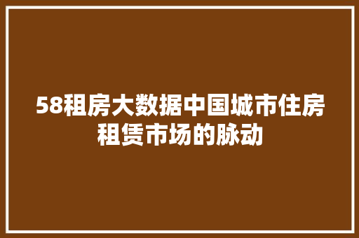 58租房大数据中国城市住房租赁市场的脉动 网络技术