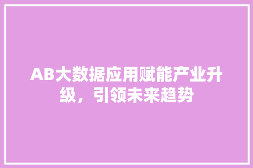 AB大数据应用赋能产业升级，引领未来趋势