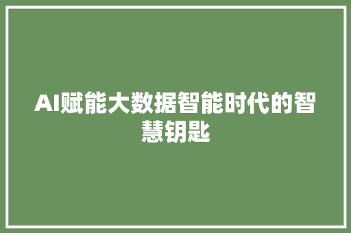 AI赋能大数据智能时代的智慧钥匙