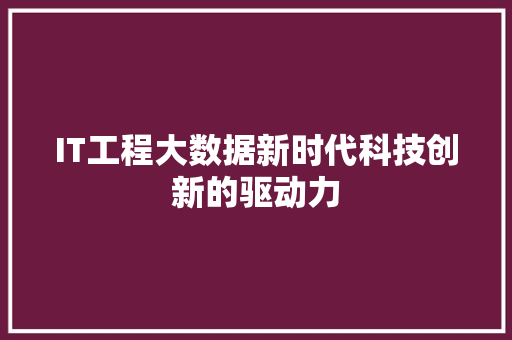 IT工程大数据新时代科技创新的驱动力