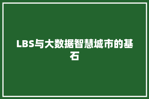 LBS与大数据智慧城市的基石 网络技术
