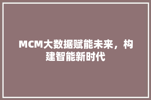 MCM大数据赋能未来，构建智能新时代 电脑基础