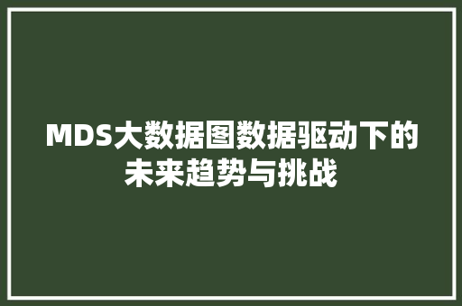 MDS大数据图数据驱动下的未来趋势与挑战 编程语言
