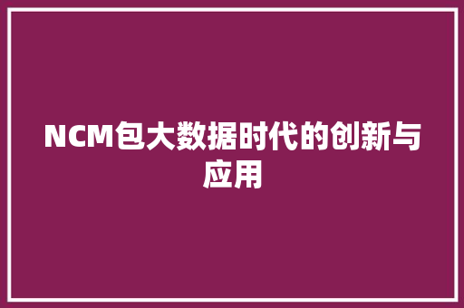 NCM包大数据时代的创新与应用 编程语言