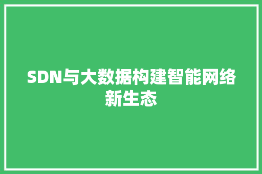 SDN与大数据构建智能网络新生态