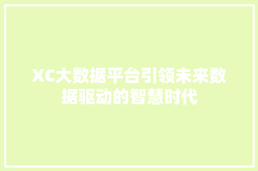 XC大数据平台引领未来数据驱动的智慧时代 操作系统