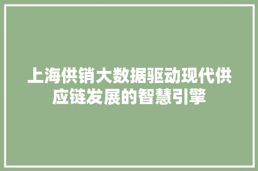 上海供销大数据驱动现代供应链发展的智慧引擎 电脑故障维修