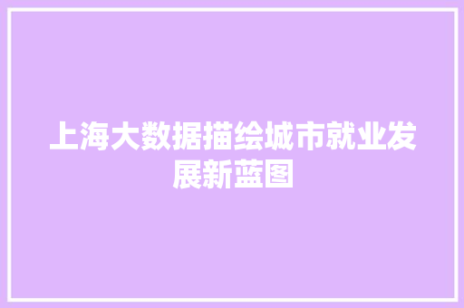 上海大数据描绘城市就业发展新蓝图 上海大数据描绘城市就业发展新蓝图