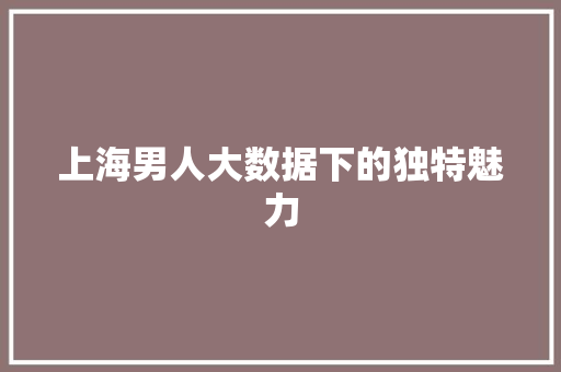 上海男人大数据下的独特魅力 电脑配置