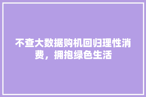 不查大数据购机回归理性消费，拥抱绿色生活 电脑基础