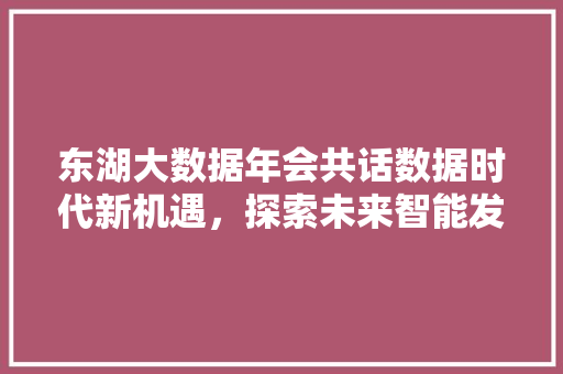 东湖大数据年会共话数据时代新机遇,探索未来智能发展新蓝图 东湖大数据年会共话数据时代新机遇,探索未来智能发展新蓝图