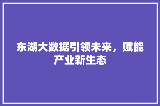 东湖大数据引领未来,赋能产业新生态 东湖大数据引领未来,赋能产业新生态