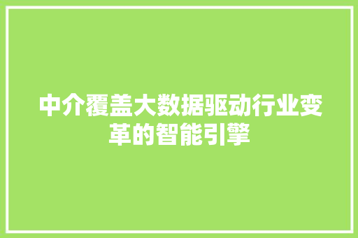 中介覆盖大数据驱动行业变革的智能引擎
