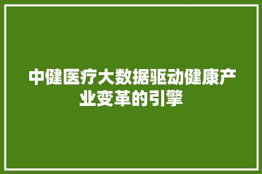 中健医疗大数据驱动健康产业变革的引擎
