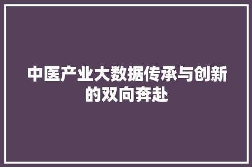 中医产业大数据传承与创新的双向奔赴