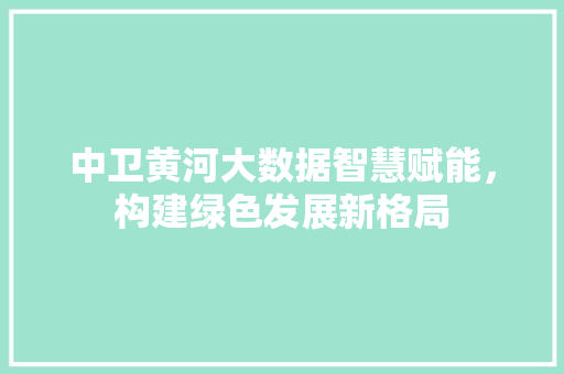 中卫黄河大数据智慧赋能，构建绿色发展新格局