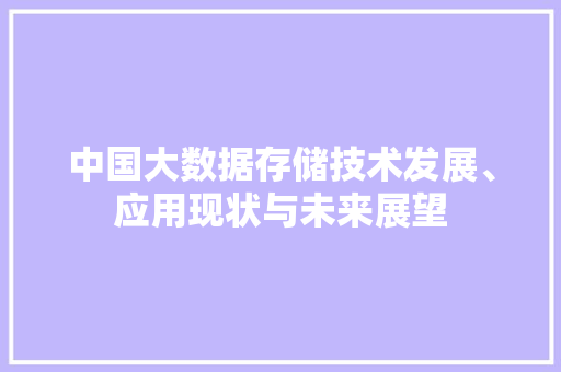 中国大数据存储技术发展、应用现状与未来展望