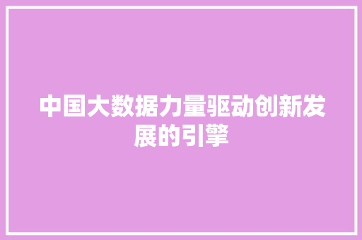 中国大数据力量驱动创新发展的引擎