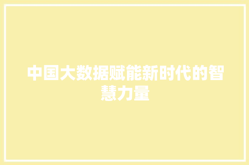 中国大数据赋能新时代的智慧力量
