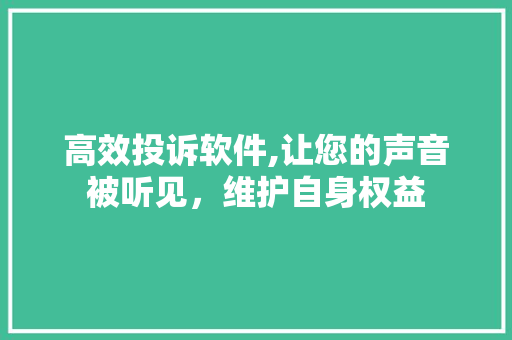 高效投诉软件,让您的声音被听见，维护自身权益