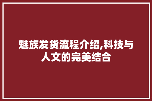 魅族发货流程介绍,科技与人文的完美结合