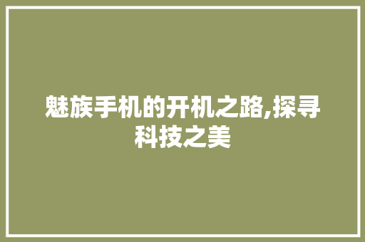 魅族手机的开机之路,探寻科技之美