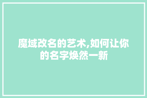 魔域改名的艺术,如何让你的名字焕然一新