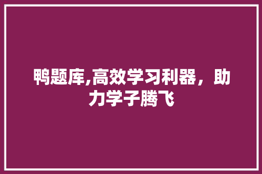 鸭题库,高效学习利器,助力学子腾飞 编程语言 鸭题库,高效学习利器,助力学子腾飞 编程语言
