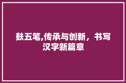 麸五笔,传承与创新,书写汉字新篇章 操作系统 麸五笔,传承与创新,书写汉字新篇章 操作系统
