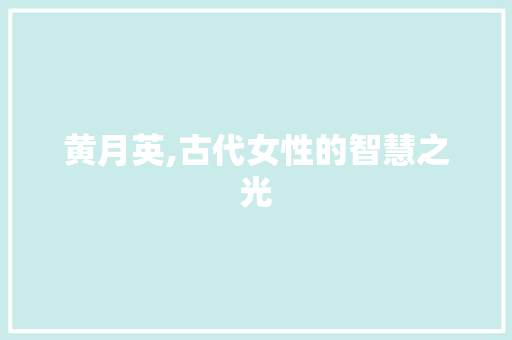 黄月英,古代女性的智慧之光 电脑配置