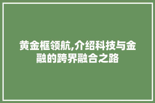 黄金框领航,介绍科技与金融的跨界融合之路 电脑故障维修 黄金框领航,介绍科技与金融的跨界融合之路 电脑故障维修