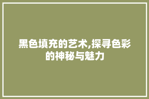 黑色填充的艺术,探寻色彩的神秘与魅力 网络技术