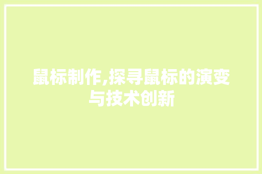 鼠标制作,探寻鼠标的演变与技术创新 编程语言