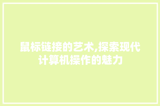 鼠标链接的艺术,探索现代计算机操作的魅力 电脑配置